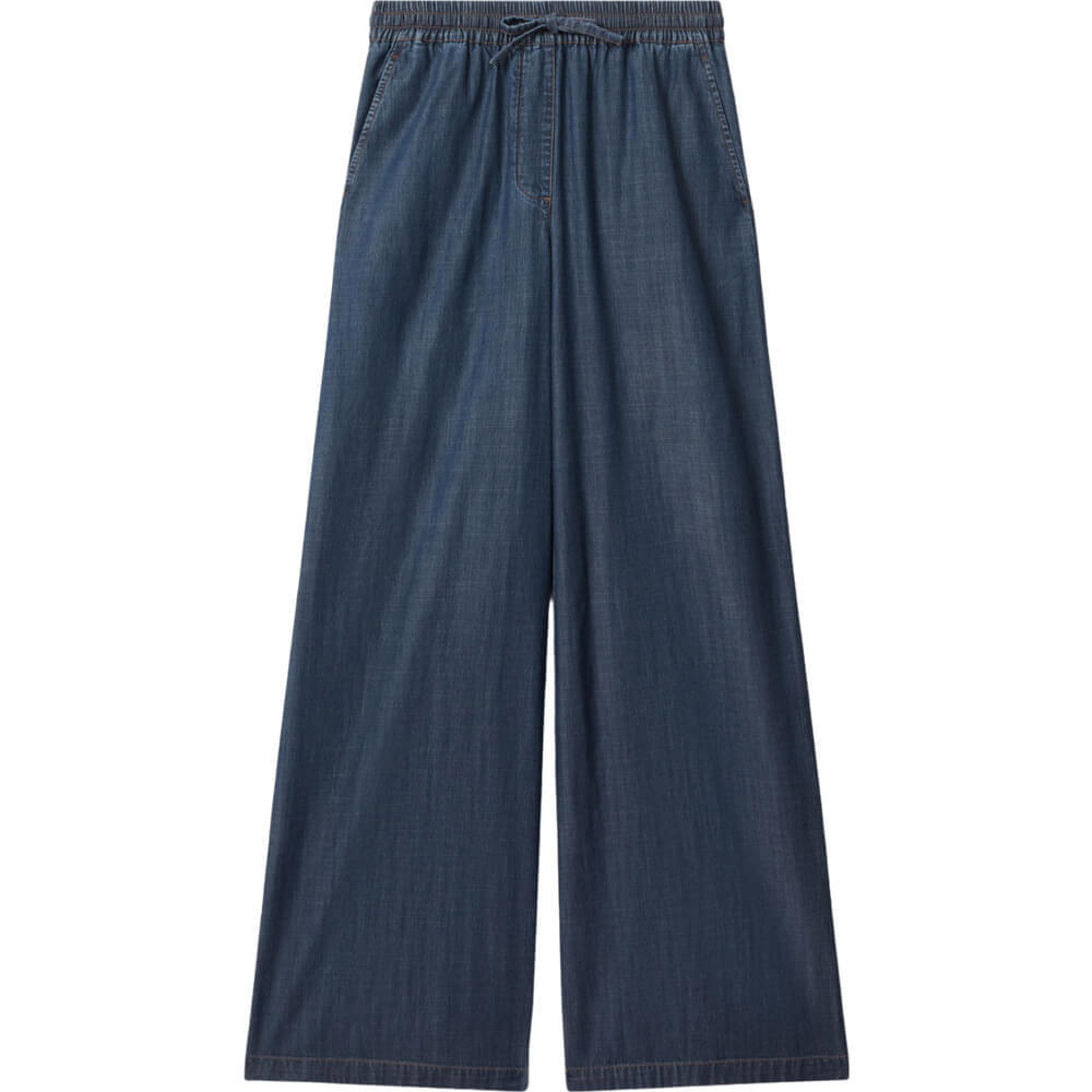 REISS Carter Denim Look Wide Leg Trousers